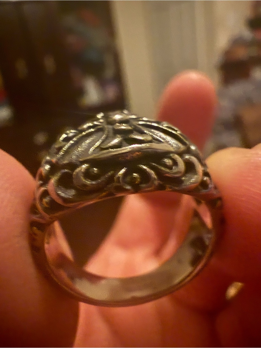 Ornate Filigree Silver-Tone Dome Ring - Women's Jewelry